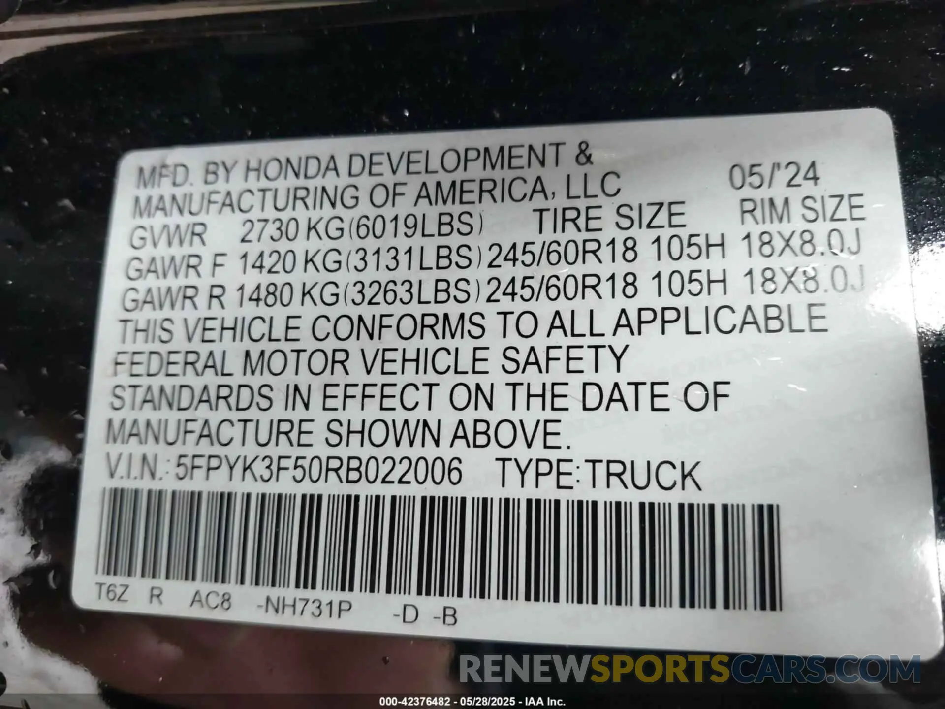 9 Photograph of a damaged car 5FPYK3F50RB022006 HONDA RIDGELINE 2024