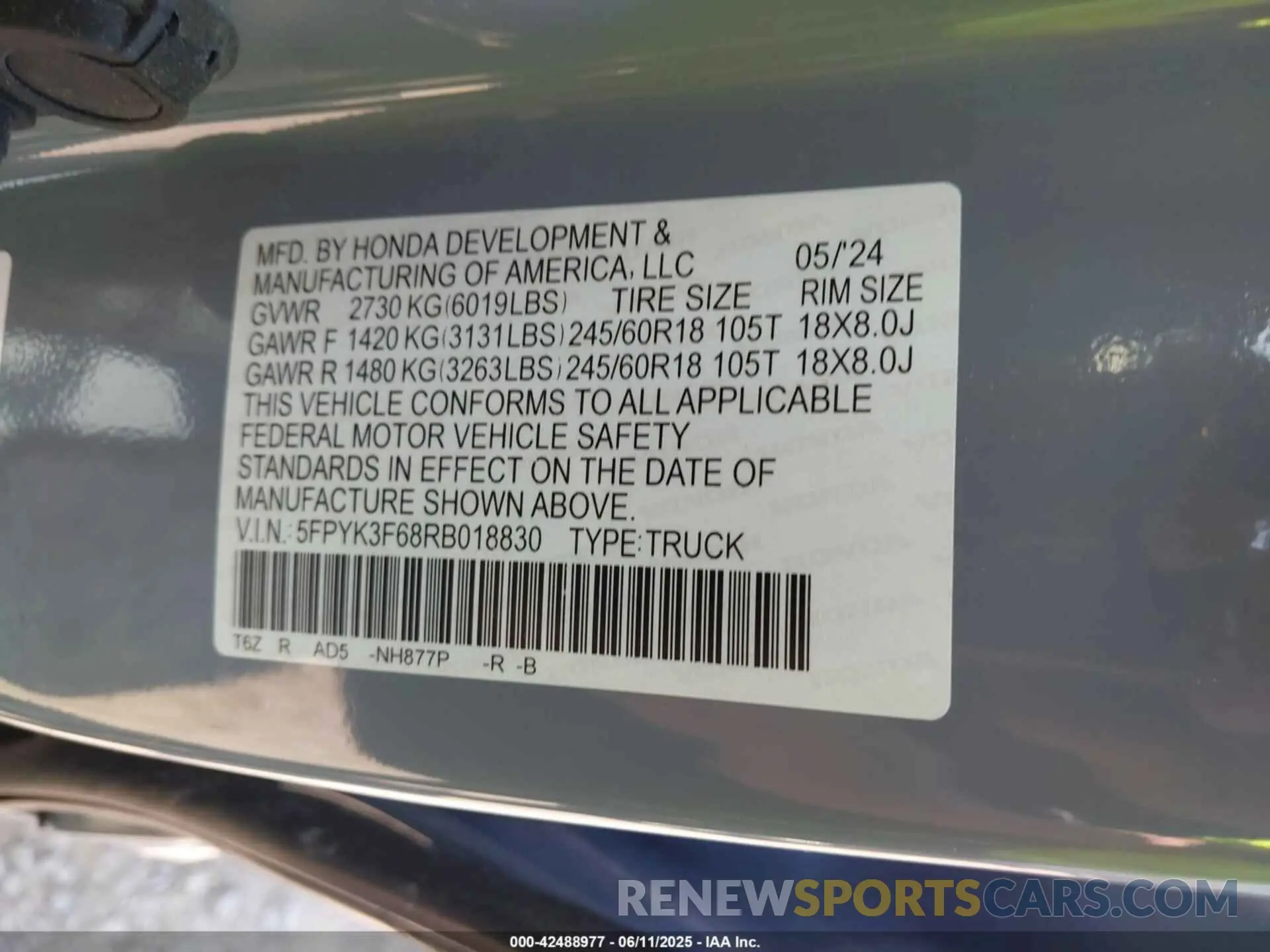 9 Photograph of a damaged car 5FPYK3F68RB018830 HONDA RIDGELINE 2024