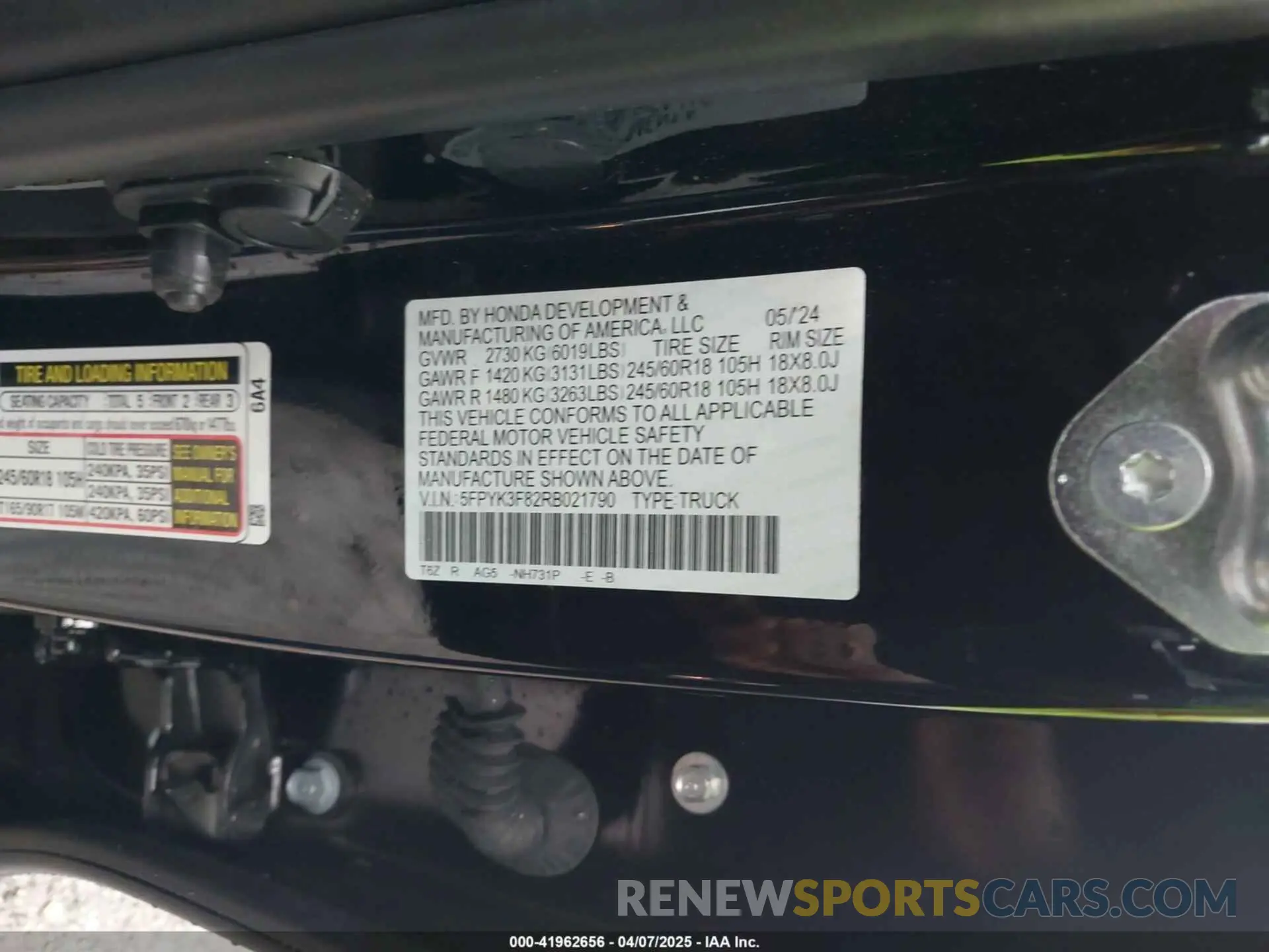9 Фотография поврежденного автомобиля 5FPYK3F82RB021790 HONDA RIDGELINE 2024