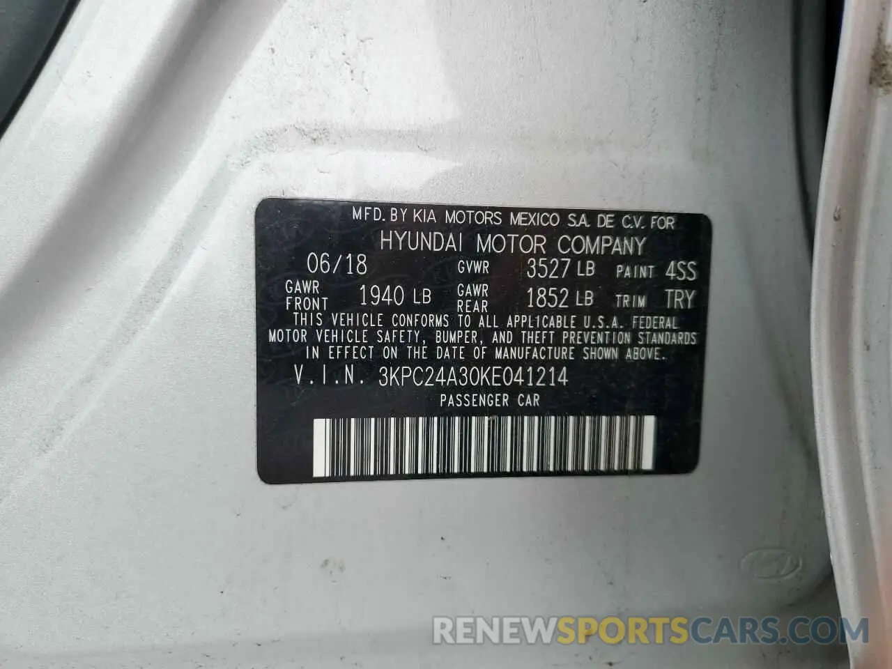 13 Photograph of a damaged car 3KPC24A30KE041214 HYUNDAI ACCENT 2019