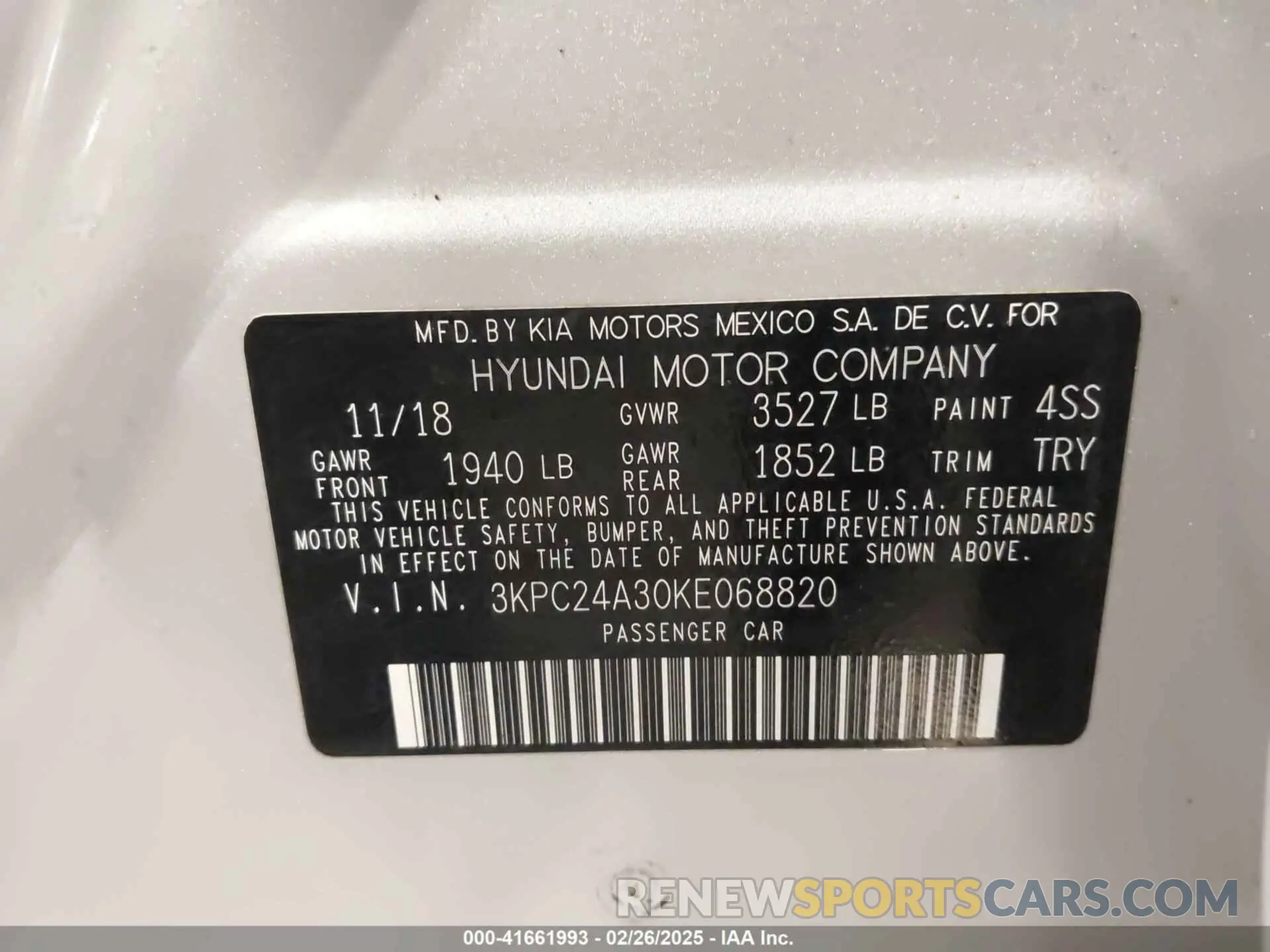 9 Фотография поврежденного автомобиля 3KPC24A30KE068820 HYUNDAI ACCENT 2019