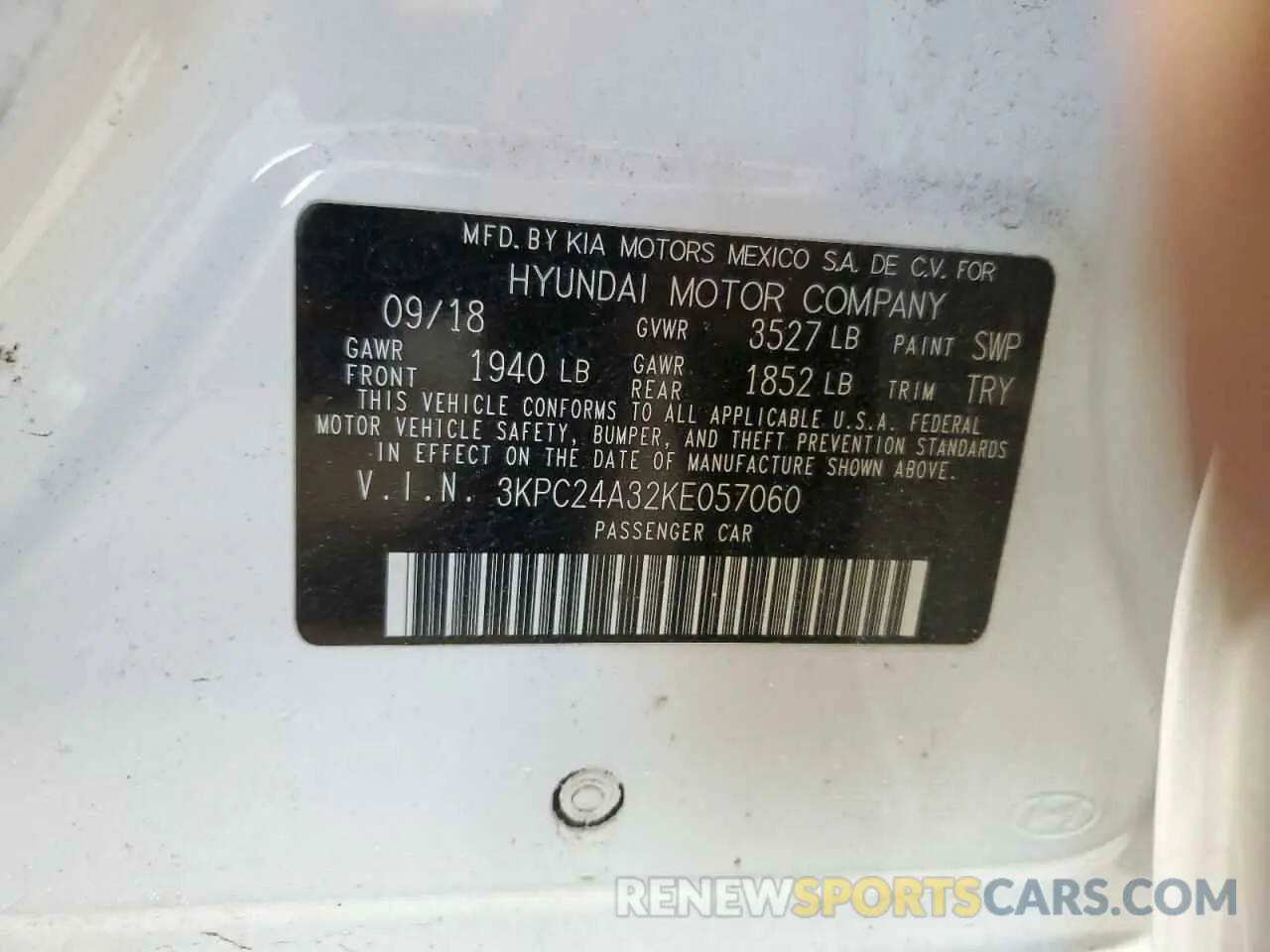 14 Photograph of a damaged car 3KPC24A32KE057060 HYUNDAI ACCENT 2019