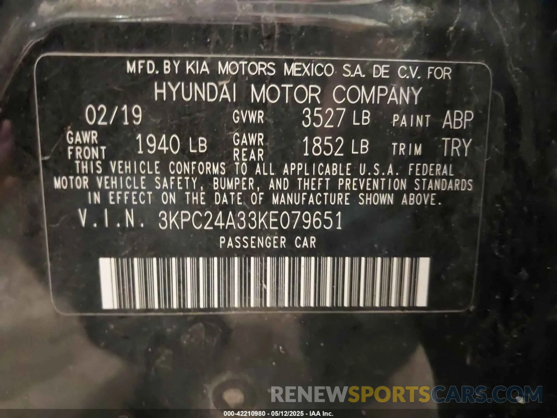 9 Фотография поврежденного автомобиля 3KPC24A33KE079651 HYUNDAI ACCENT 2019