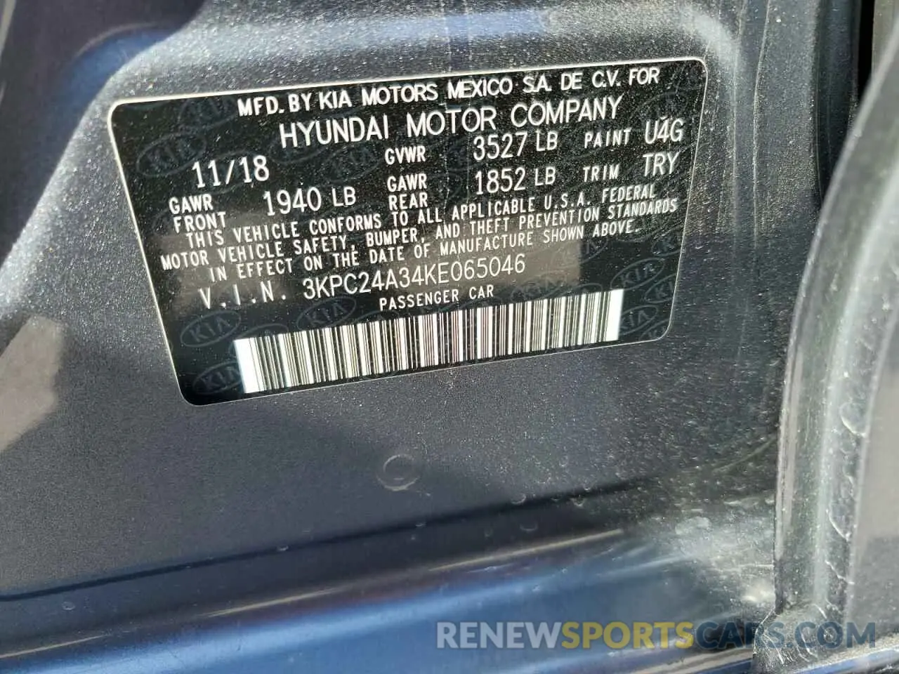 12 Photograph of a damaged car 3KPC24A34KE065046 HYUNDAI ACCENT 2019