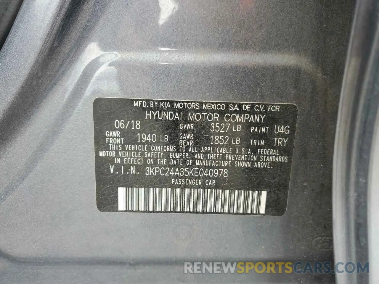 12 Фотография поврежденного автомобиля 3KPC24A35KE040978 HYUNDAI ACCENT 2019