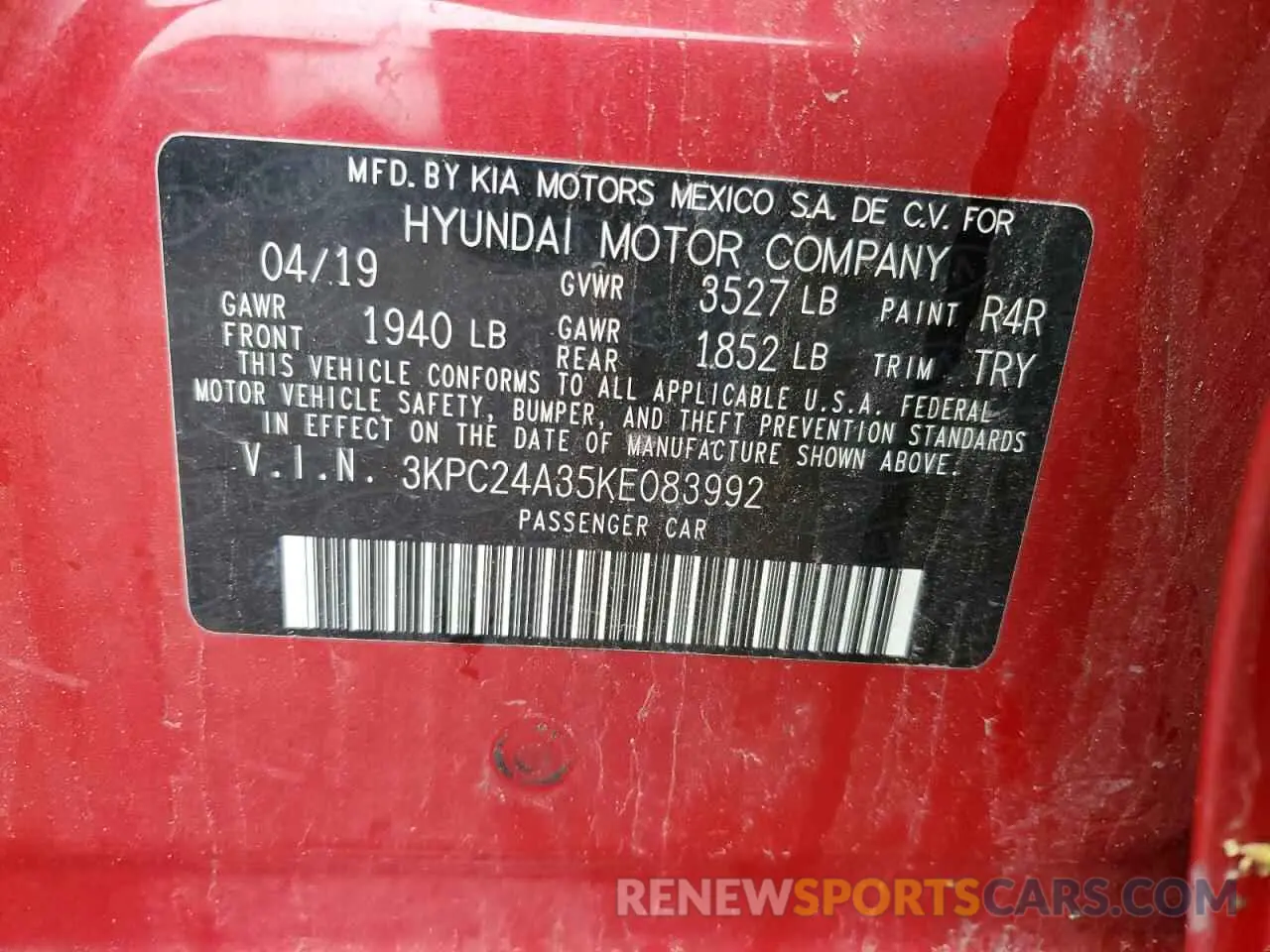 12 Фотография поврежденного автомобиля 3KPC24A35KE083992 HYUNDAI ACCENT 2019