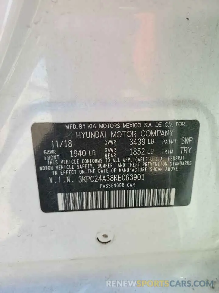 12 Photograph of a damaged car 3KPC24A38KE063901 HYUNDAI ACCENT 2019