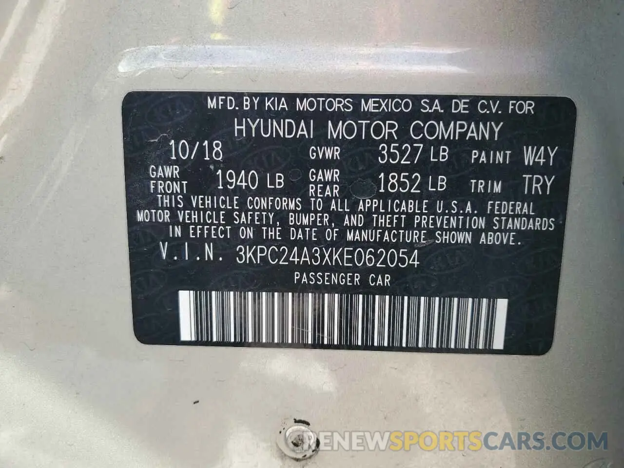 13 Photograph of a damaged car 3KPC24A3XKE062054 HYUNDAI ACCENT 2019