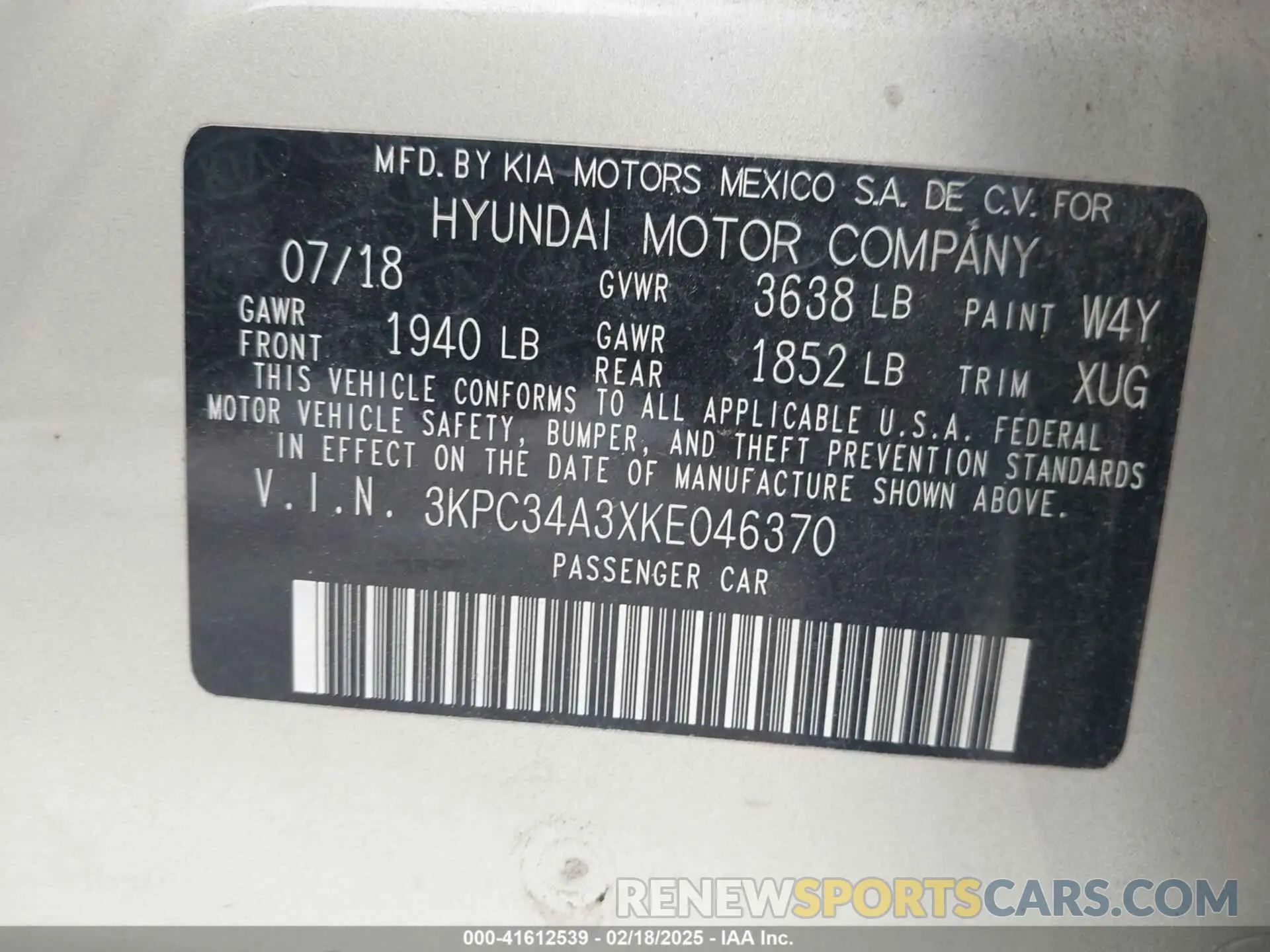 9 Photograph of a damaged car 3KPC34A3XKE046370 HYUNDAI ACCENT 2019