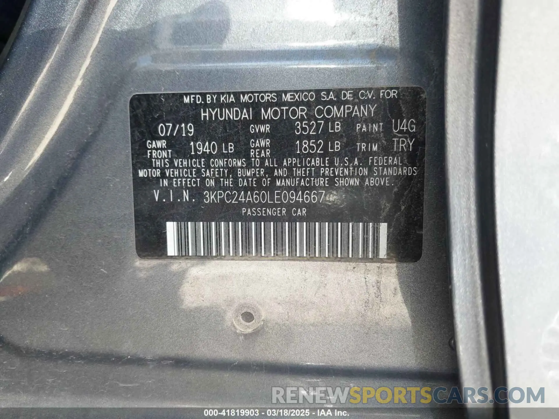 9 Photograph of a damaged car 3KPC24A60LE094667 HYUNDAI ACCENT 2020