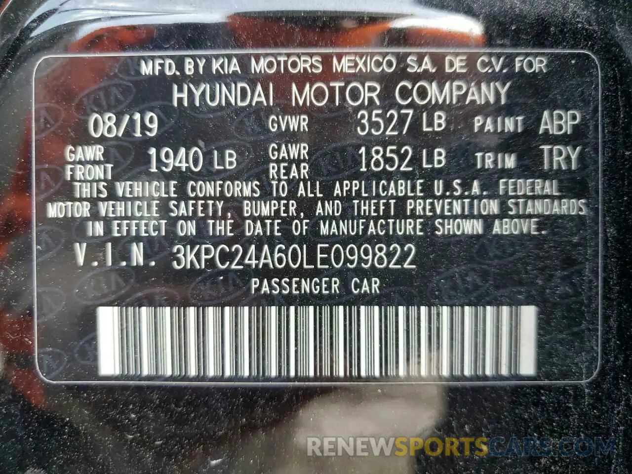 12 Фотография поврежденного автомобиля 3KPC24A60LE099822 HYUNDAI ACCENT 2020
