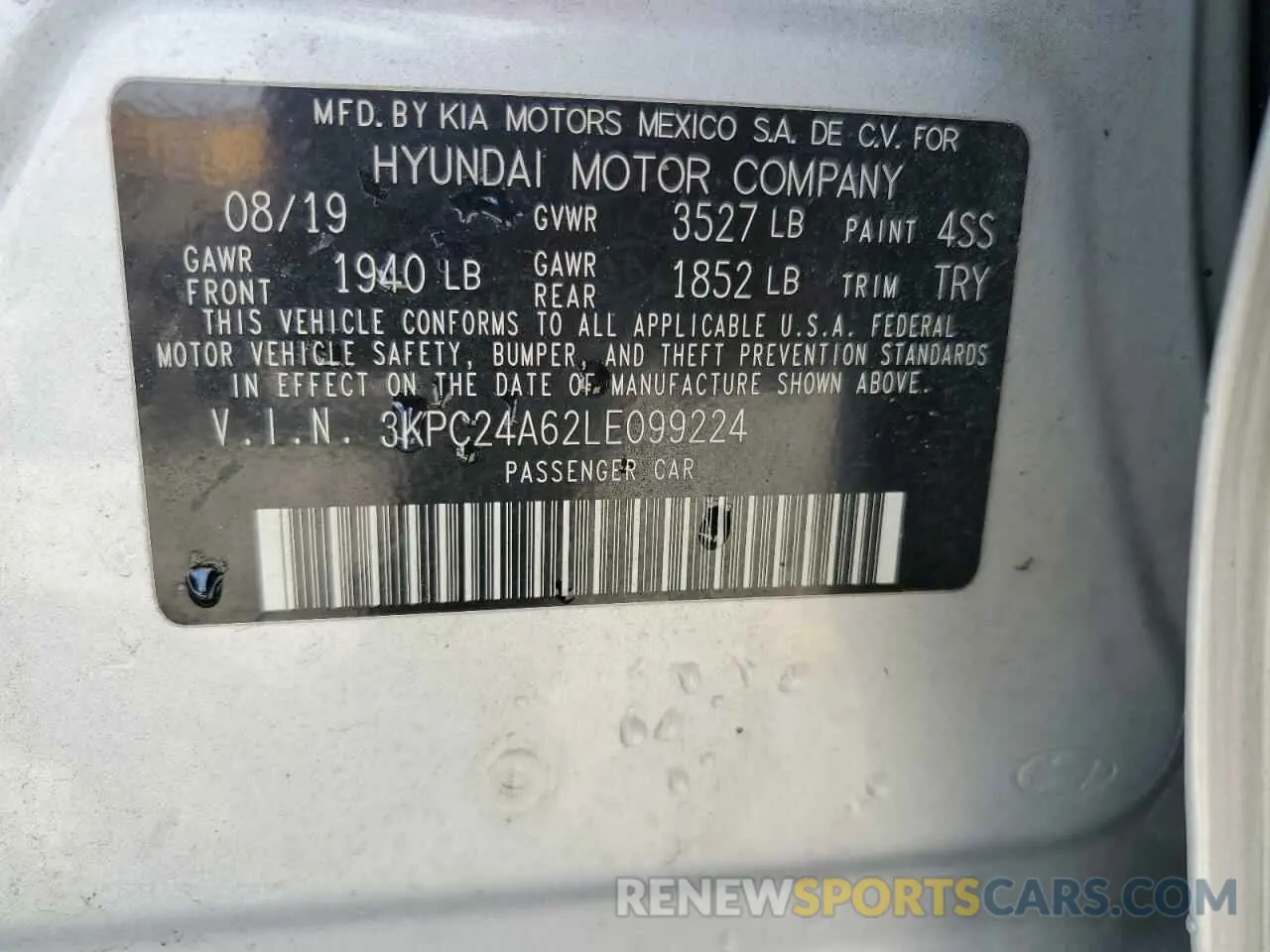 13 Photograph of a damaged car 3KPC24A62LE099224 HYUNDAI ACCENT 2020