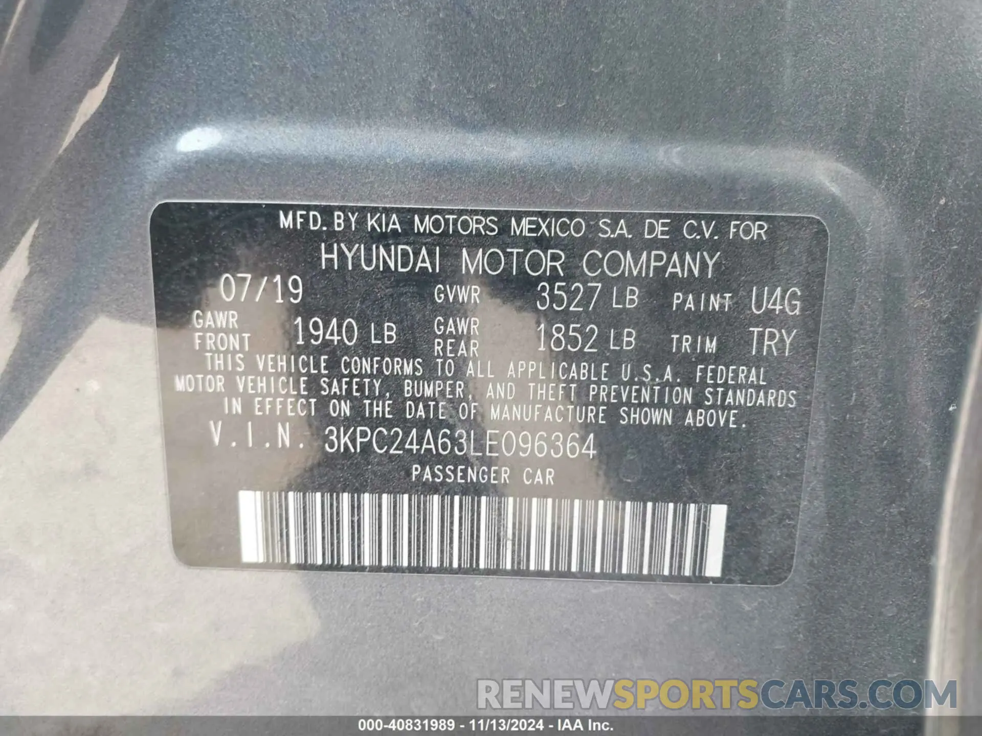 9 Фотография поврежденного автомобиля 3KPC24A63LE096364 HYUNDAI ACCENT 2020