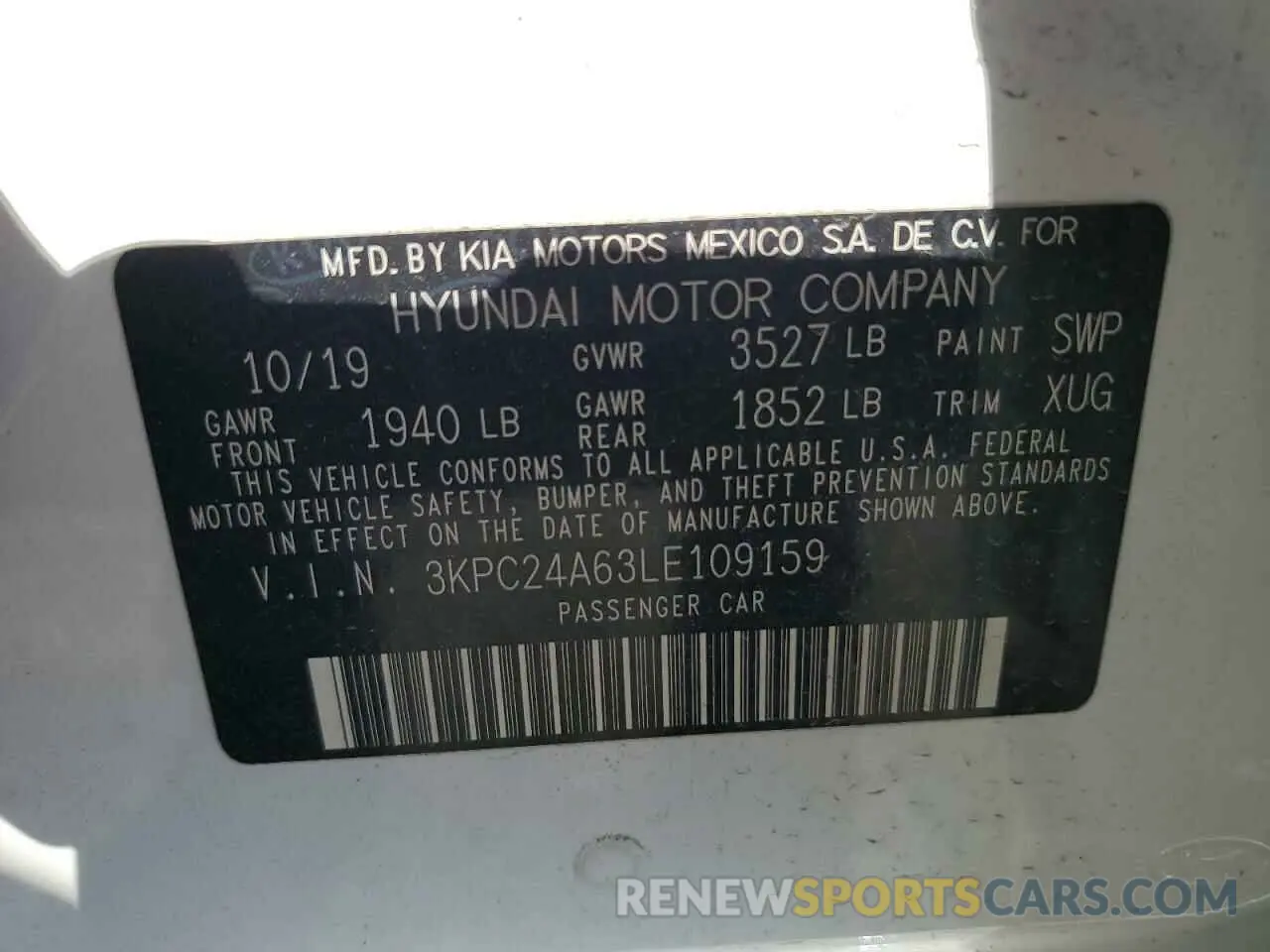 13 Photograph of a damaged car 3KPC24A63LE109159 HYUNDAI ACCENT 2020