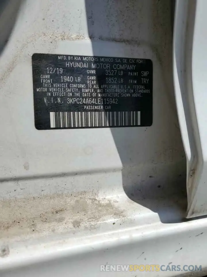 12 Photograph of a damaged car 3KPC24A64LE115942 HYUNDAI ACCENT 2020