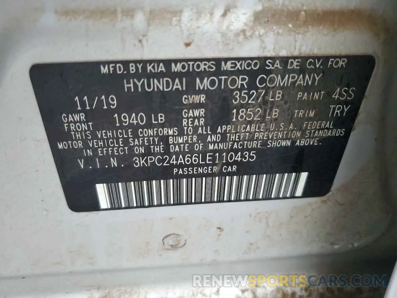 13 Photograph of a damaged car 3KPC24A66LE110435 HYUNDAI ACCENT 2020