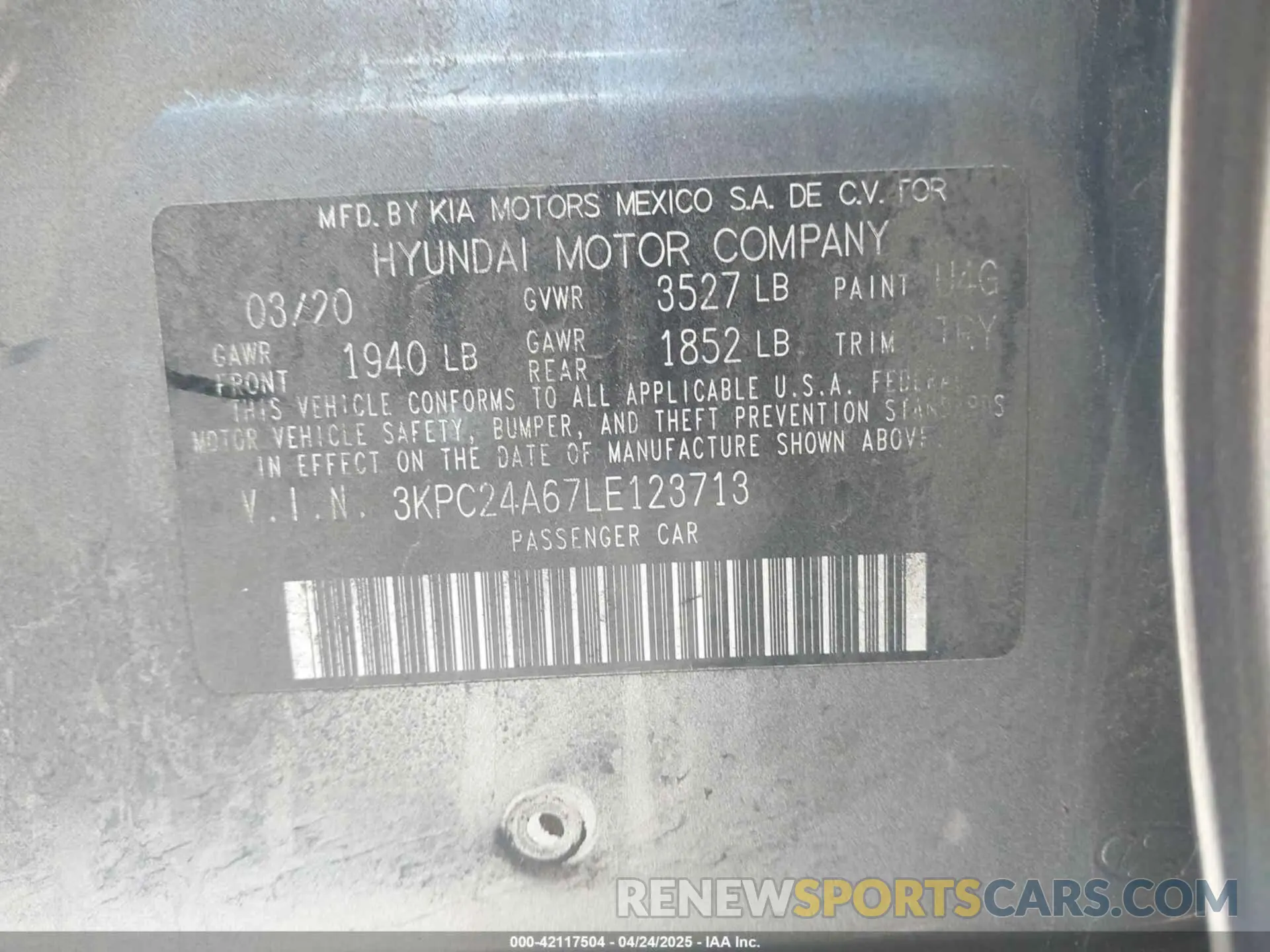 9 Фотография поврежденного автомобиля 3KPC24A67LE123713 HYUNDAI ACCENT 2020