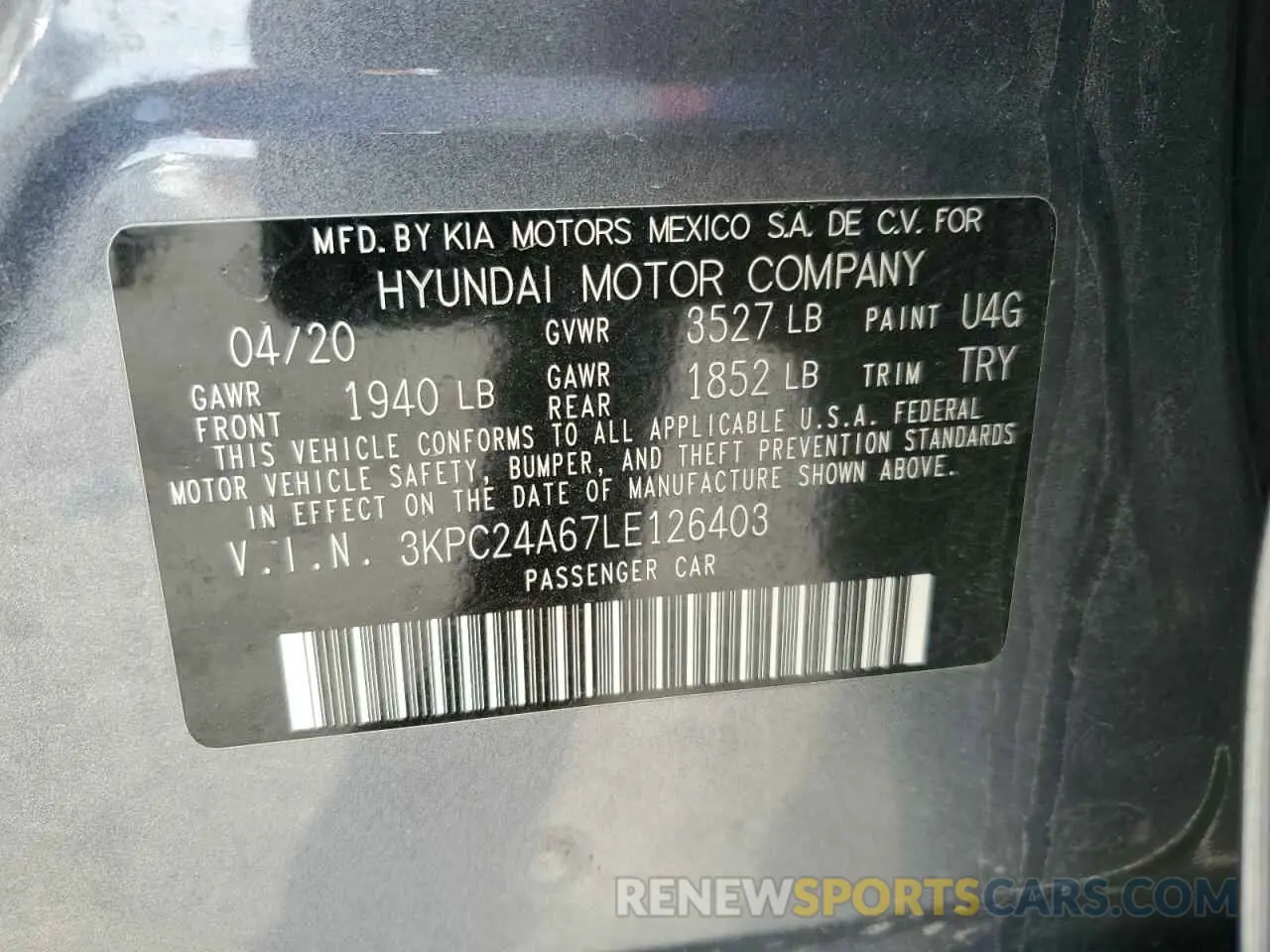 14 Фотография поврежденного автомобиля 3KPC24A67LE126403 HYUNDAI ACCENT 2020