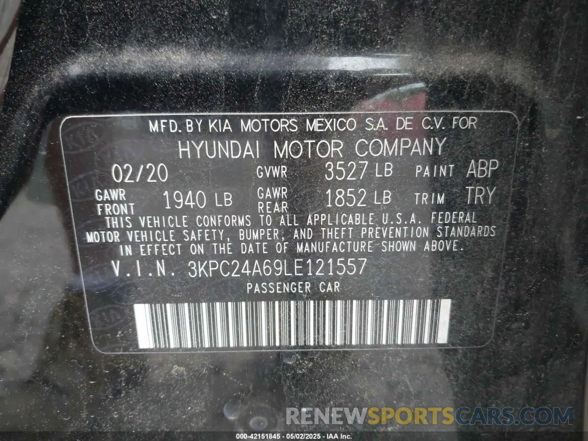 9 Photograph of a damaged car 3KPC24A69LE121557 HYUNDAI ACCENT 2020