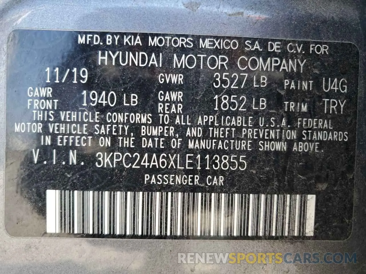 13 Photograph of a damaged car 3KPC24A6XLE113855 HYUNDAI ACCENT 2020