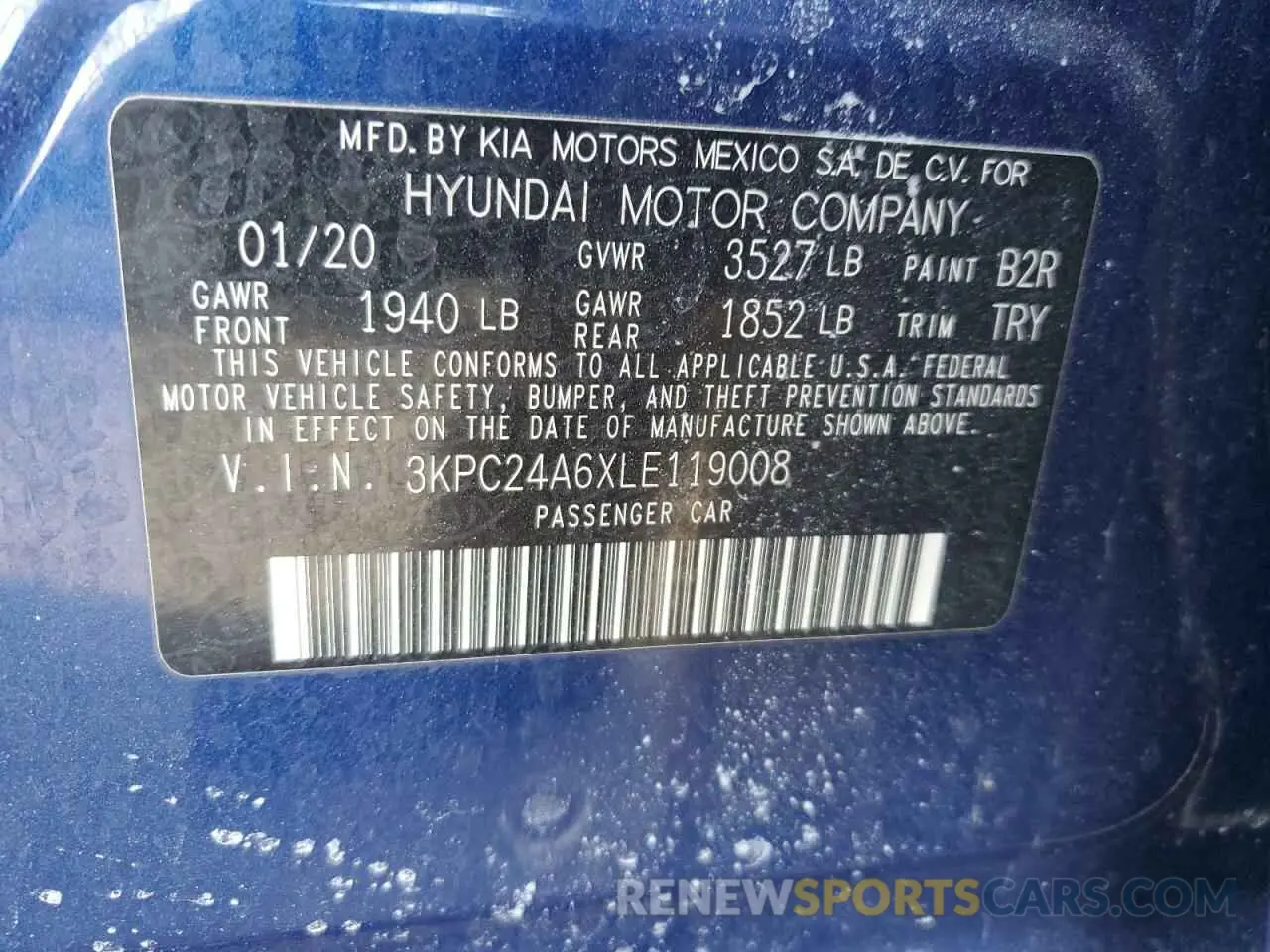 12 Photograph of a damaged car 3KPC24A6XLE119008 HYUNDAI ACCENT 2020
