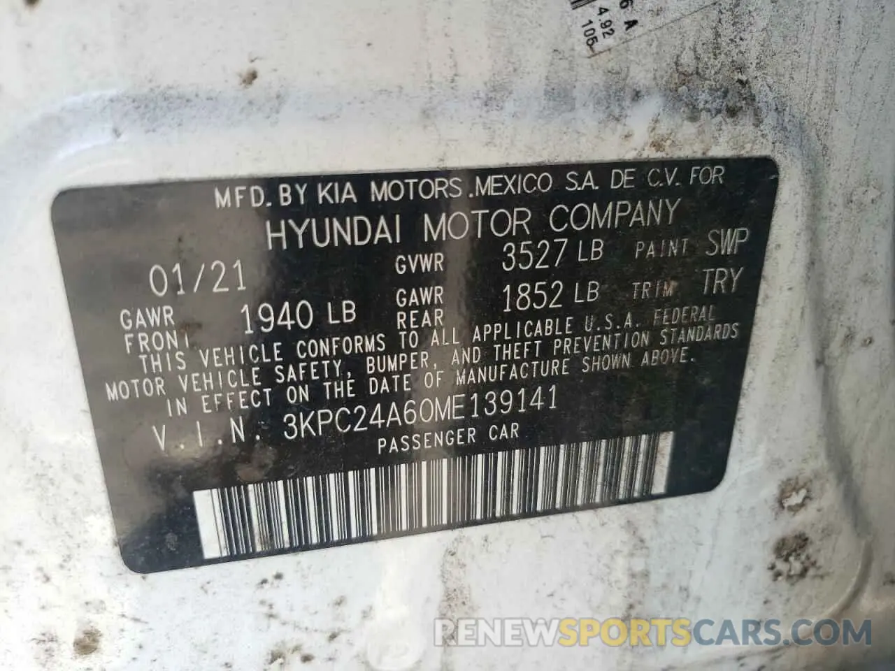 13 Photograph of a damaged car 3KPC24A60ME139141 HYUNDAI ACCENT 2021