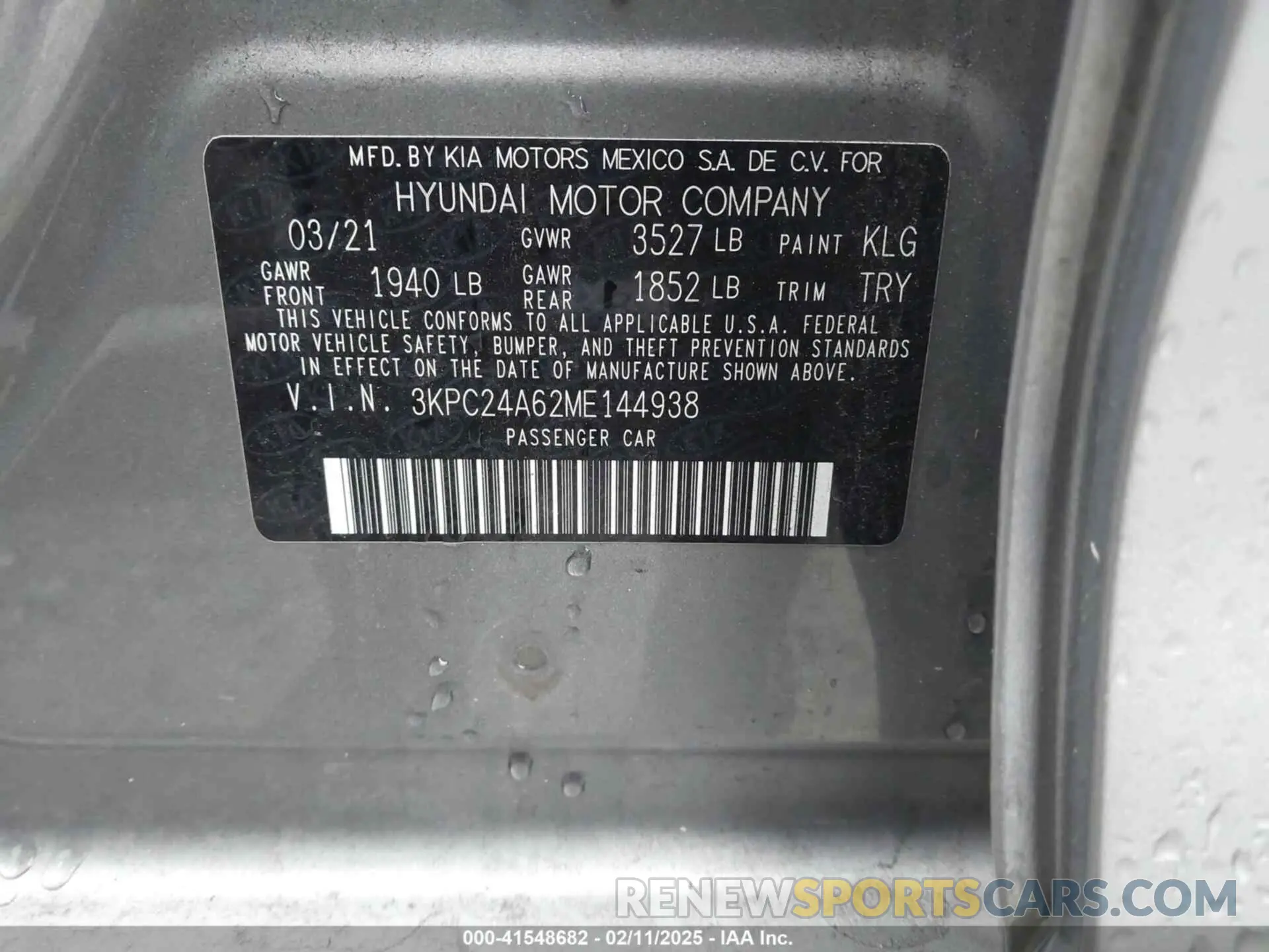 9 Photograph of a damaged car 3KPC24A62ME144938 HYUNDAI ACCENT 2021