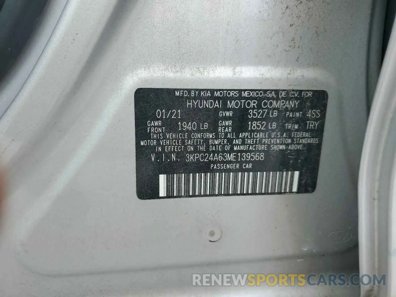 14 Photograph of a damaged car 3KPC24A63ME139568 HYUNDAI ACCENT 2021