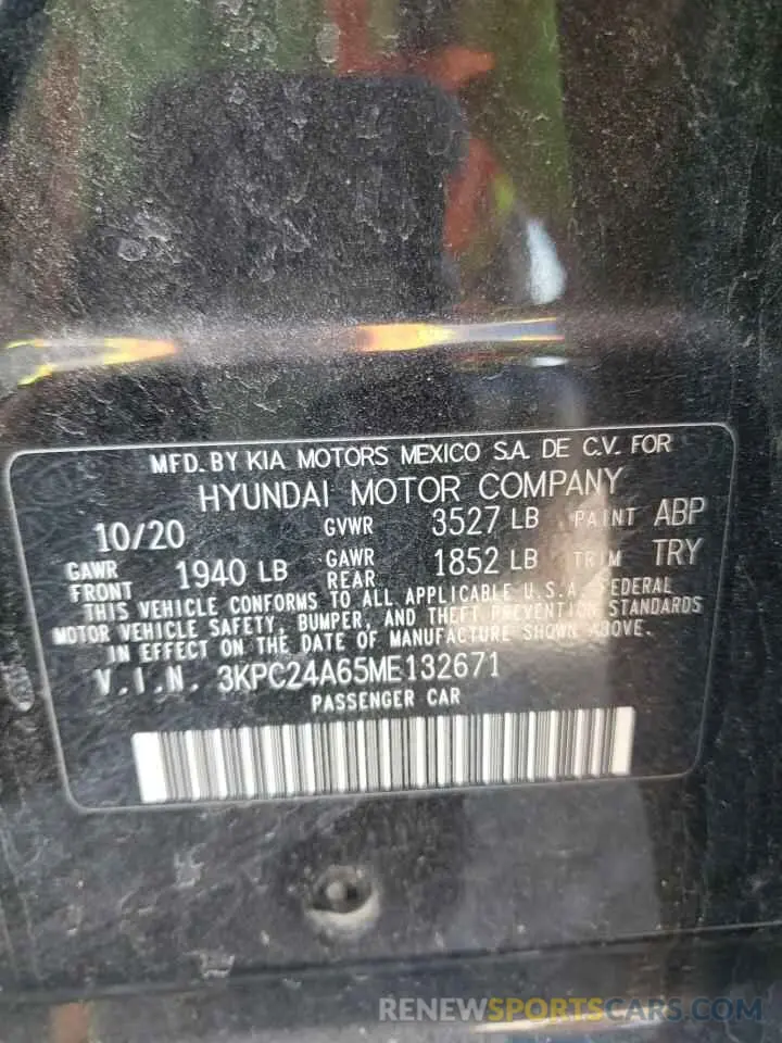 12 Photograph of a damaged car 3KPC24A65ME132671 HYUNDAI ACCENT 2021