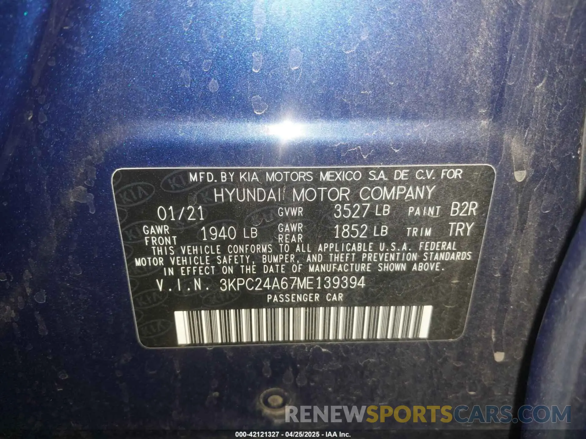 9 Photograph of a damaged car 3KPC24A67ME139394 HYUNDAI ACCENT 2021