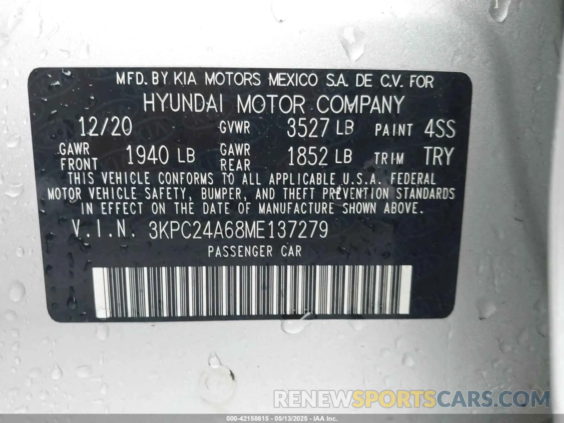9 Photograph of a damaged car 3KPC24A68ME137279 HYUNDAI ACCENT 2021