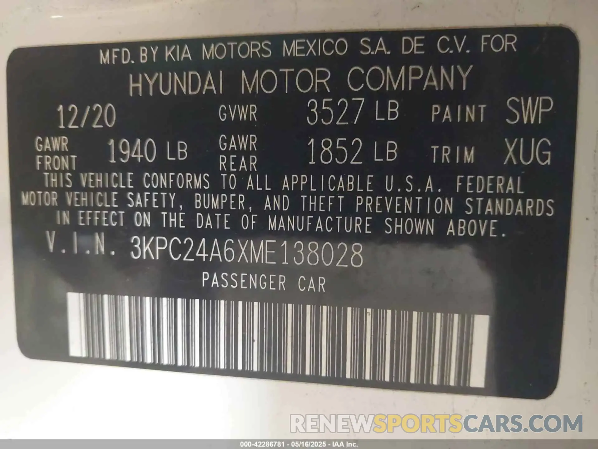 9 Фотография поврежденного автомобиля 3KPC24A6XME138028 HYUNDAI ACCENT 2021