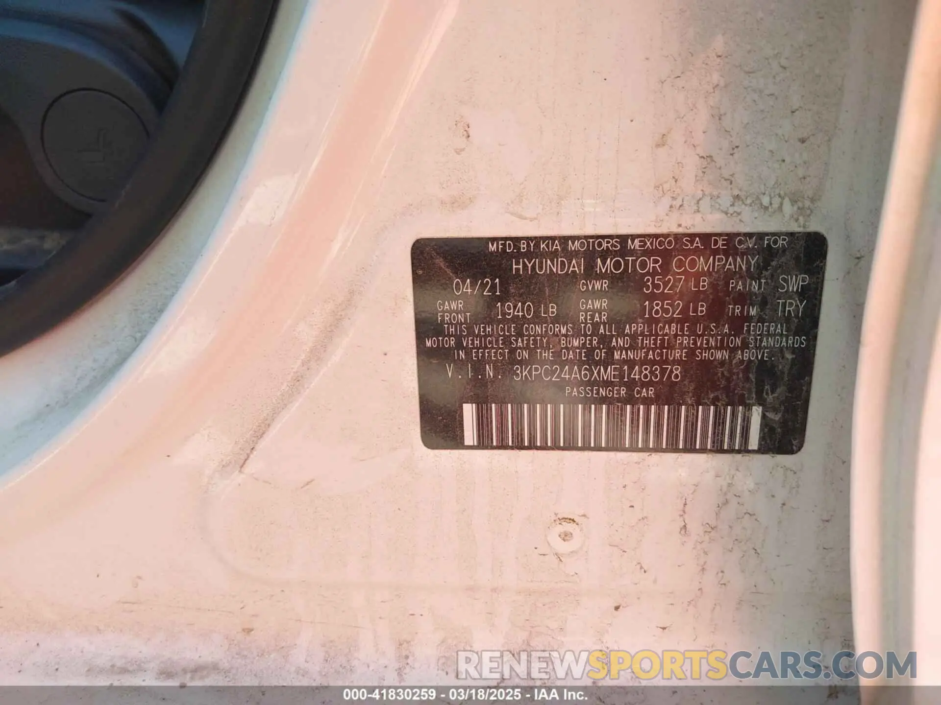 9 Фотография поврежденного автомобиля 3KPC24A6XME148378 HYUNDAI ACCENT 2021