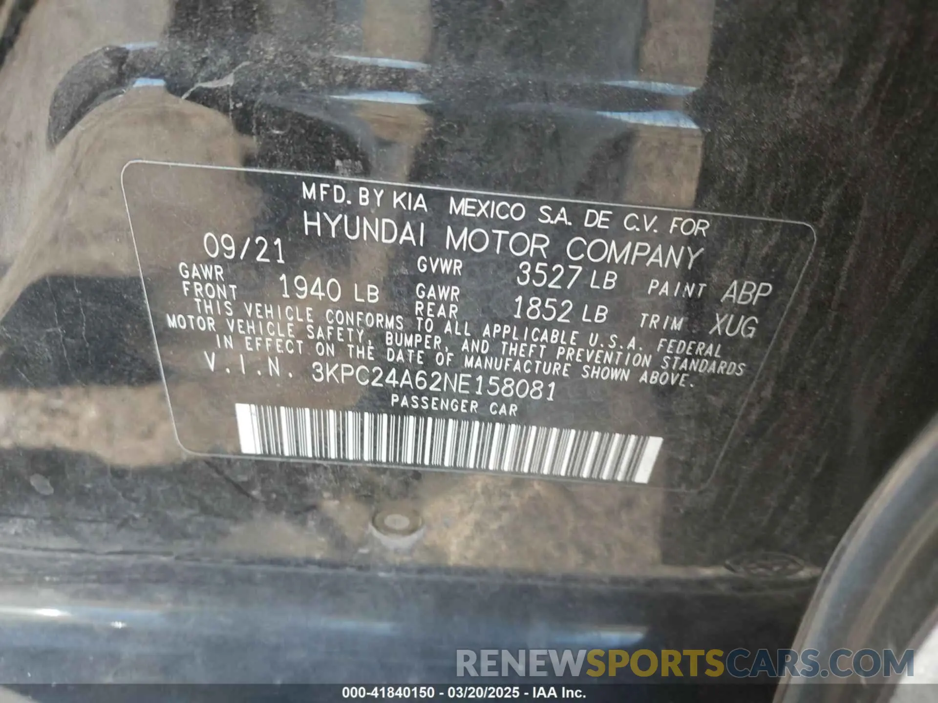 9 Фотография поврежденного автомобиля 3KPC24A62NE158081 HYUNDAI ACCENT 2022