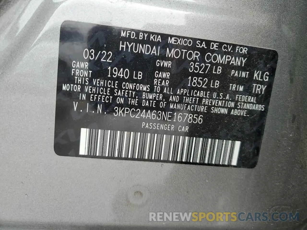 14 Фотография поврежденного автомобиля 3KPC24A63NE167856 HYUNDAI ACCENT 2022
