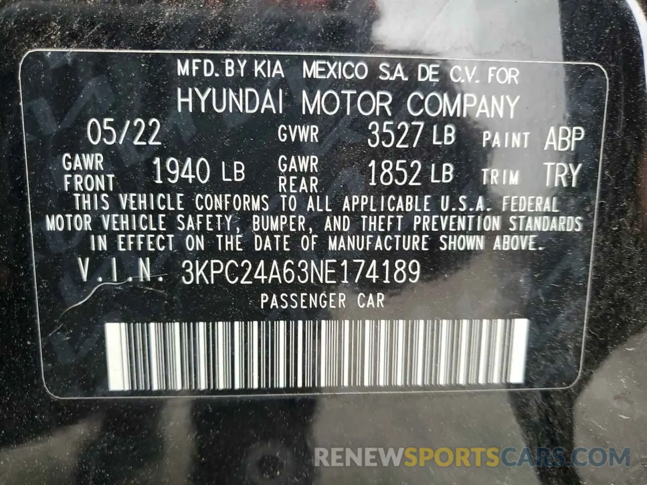 12 Фотография поврежденного автомобиля 3KPC24A63NE174189 HYUNDAI ACCENT 2022