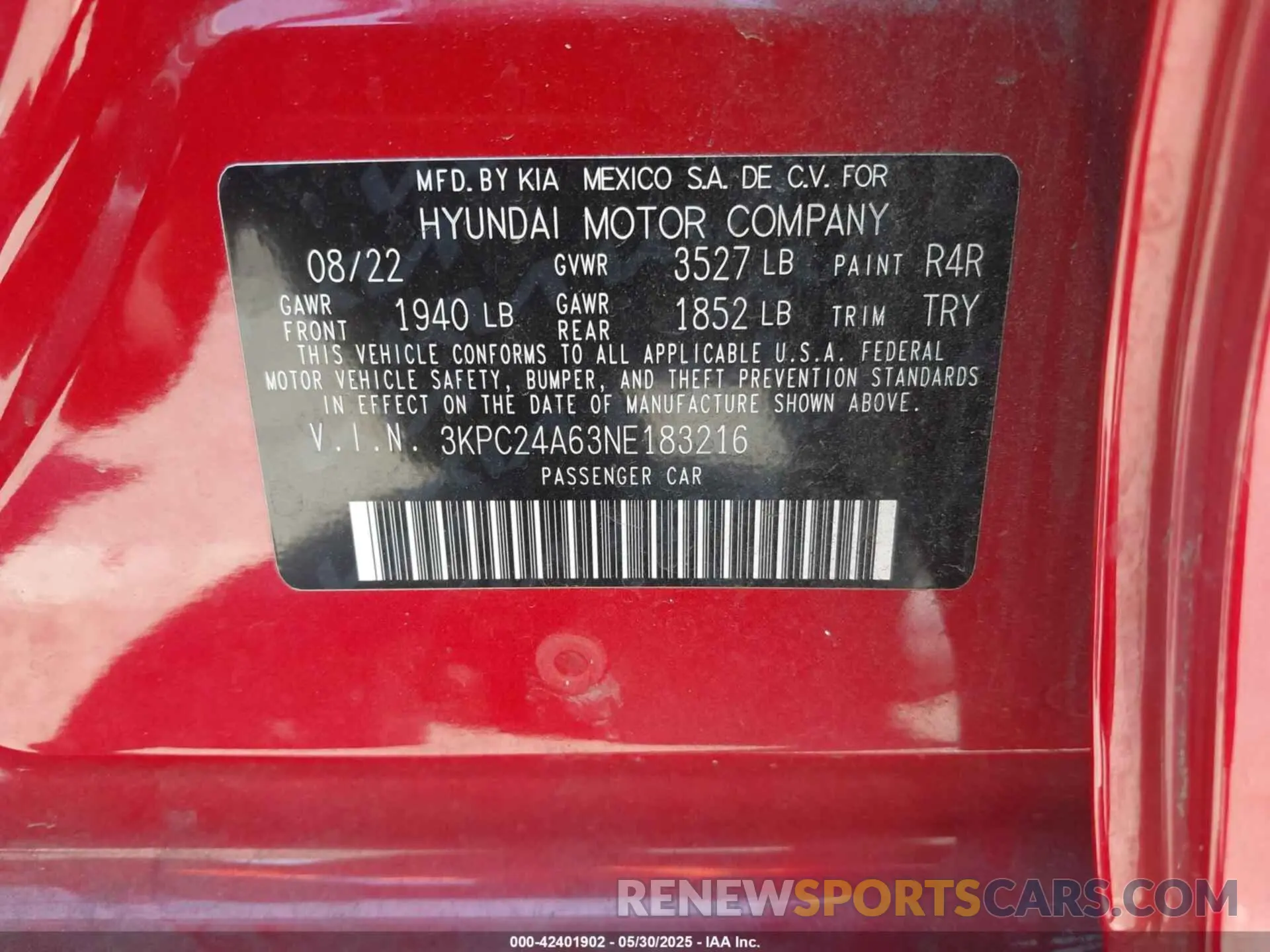 9 Фотография поврежденного автомобиля 3KPC24A63NE183216 HYUNDAI ACCENT 2022