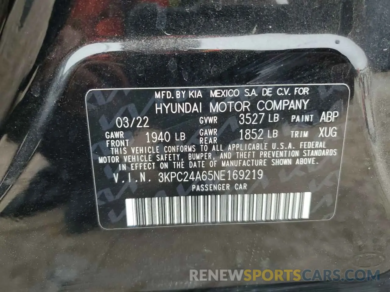 13 Фотография поврежденного автомобиля 3KPC24A65NE169219 HYUNDAI ACCENT 2022