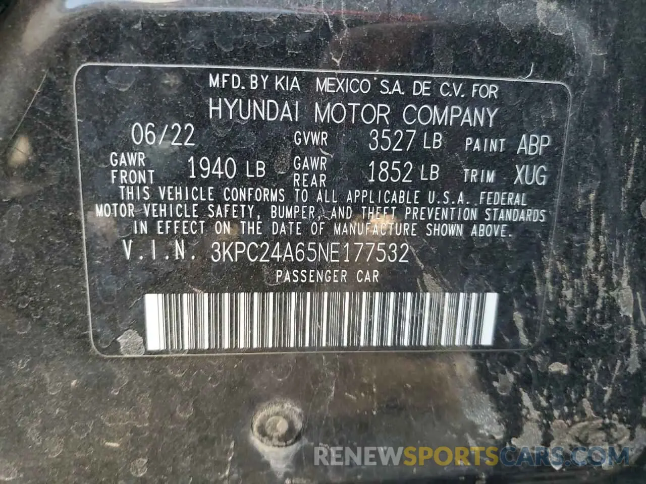 12 Фотография поврежденного автомобиля 3KPC24A65NE177532 HYUNDAI ACCENT 2022