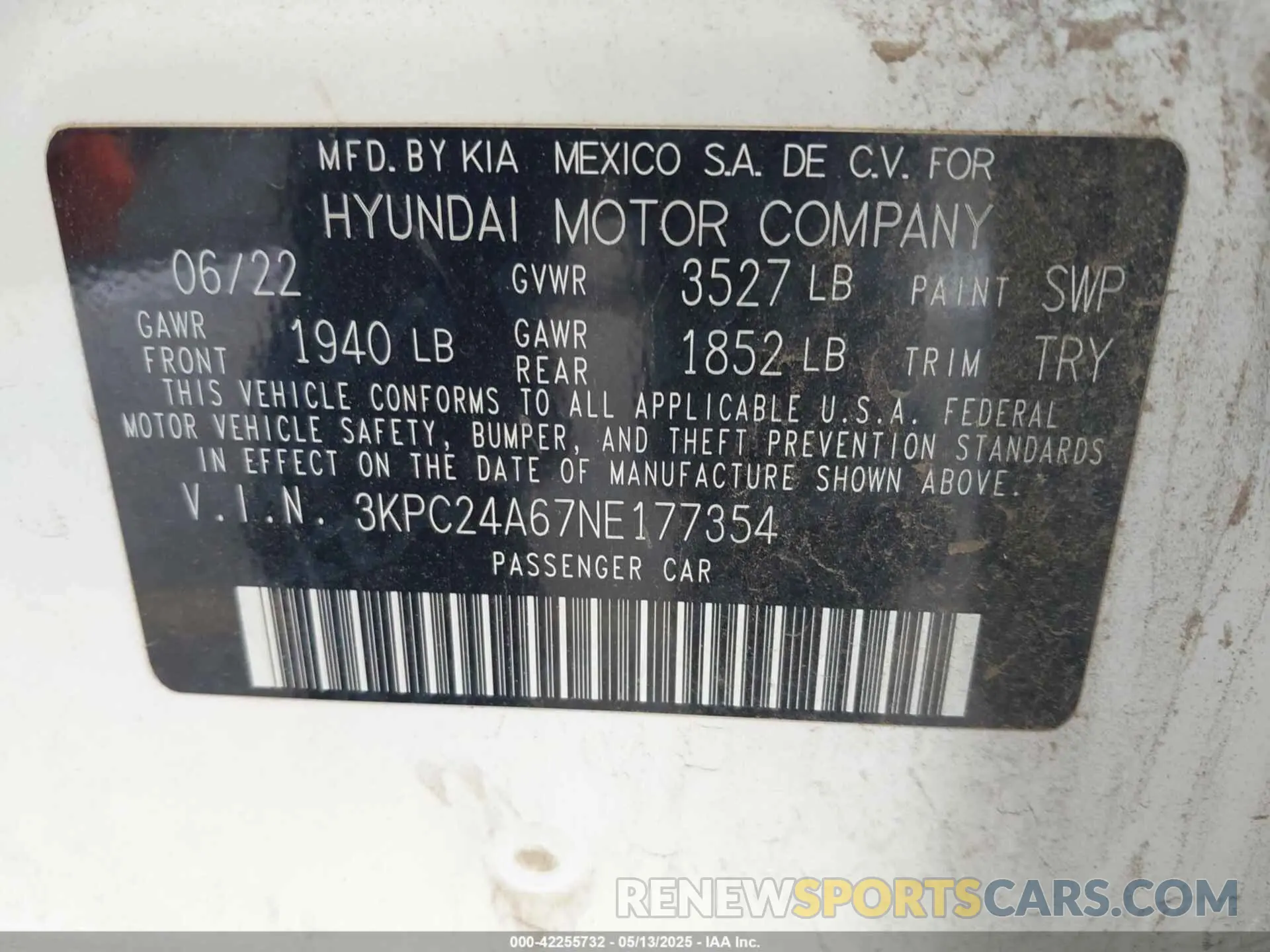 9 Photograph of a damaged car 3KPC24A67NE177354 HYUNDAI ACCENT 2022