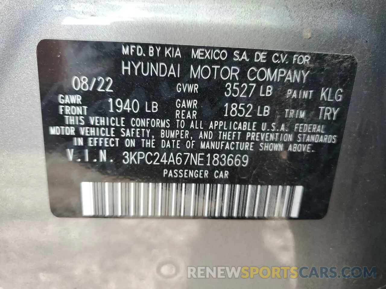 12 Фотография поврежденного автомобиля 3KPC24A67NE183669 HYUNDAI ACCENT 2022