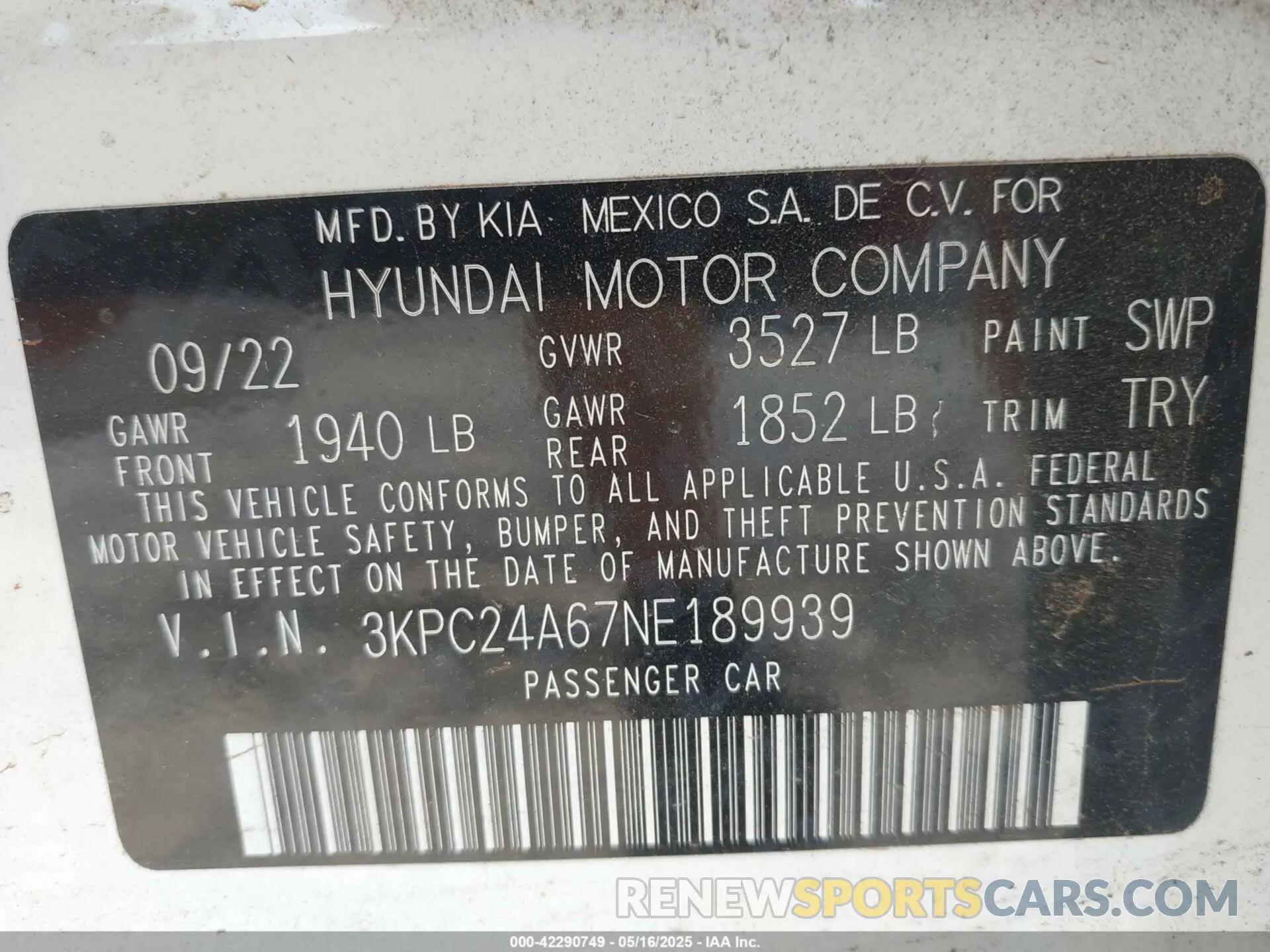 9 Photograph of a damaged car 3KPC24A67NE189939 HYUNDAI ACCENT 2022