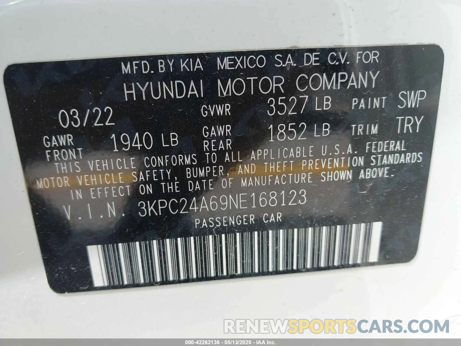 9 Photograph of a damaged car 3KPC24A69NE168123 HYUNDAI ACCENT 2022