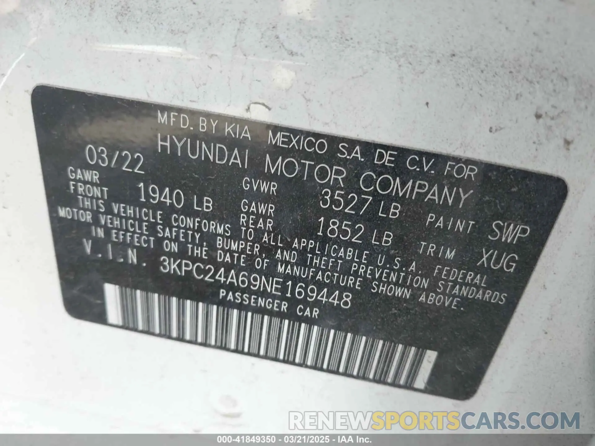 9 Photograph of a damaged car 3KPC24A69NE169448 HYUNDAI ACCENT 2022