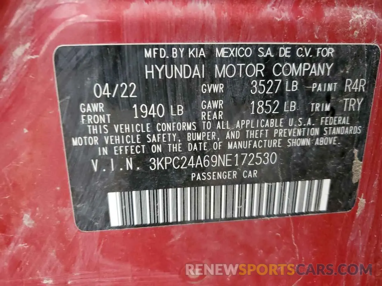 12 Фотография поврежденного автомобиля 3KPC24A69NE172530 HYUNDAI ACCENT 2022