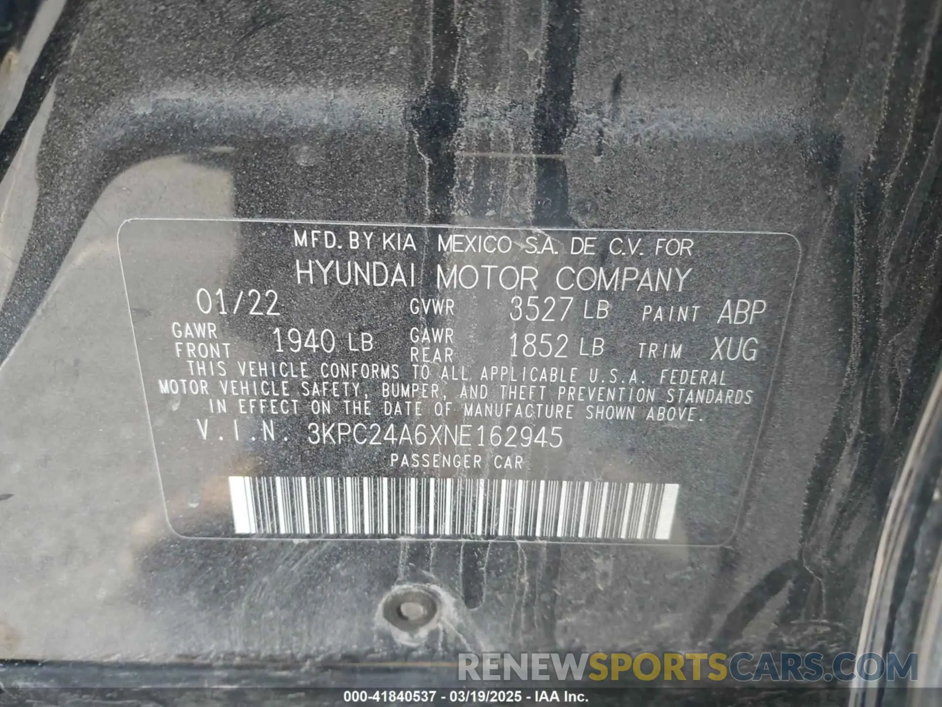 9 Фотография поврежденного автомобиля 3KPC24A6XNE162945 HYUNDAI ACCENT 2022