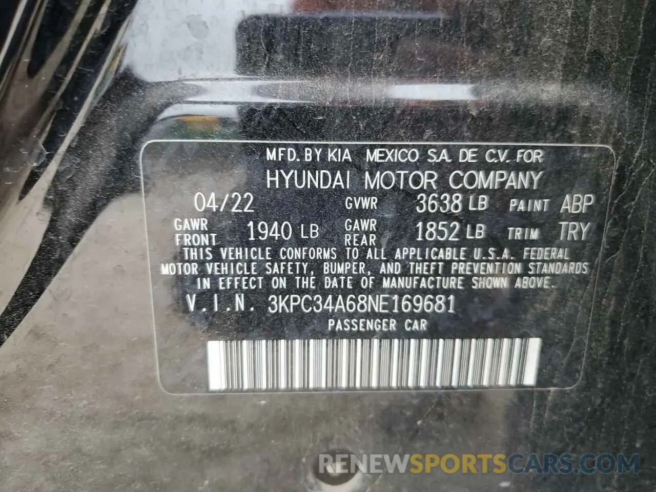 13 Photograph of a damaged car 3KPC34A68NE169681 HYUNDAI ACCENT 2022