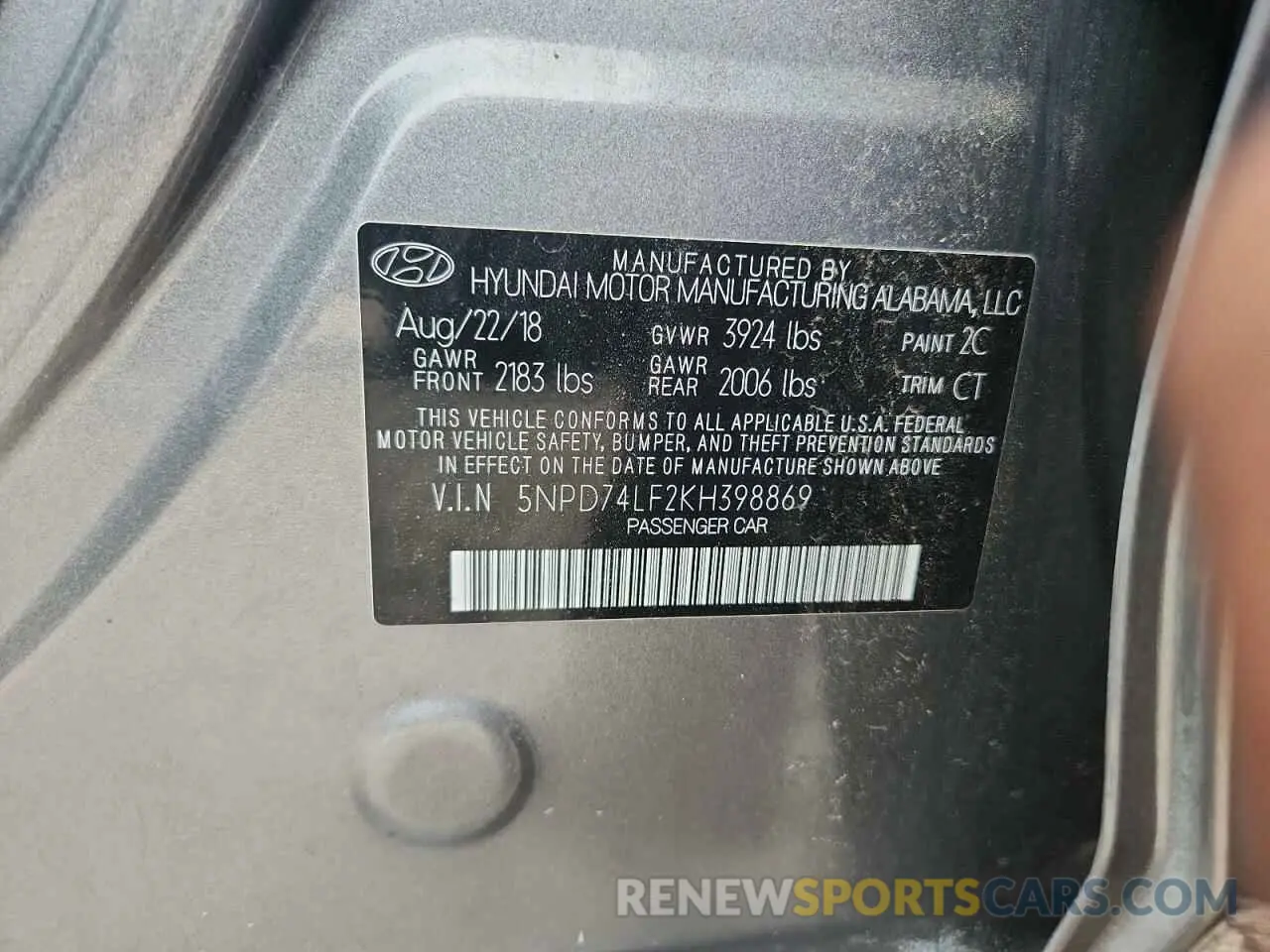 12 Фотография поврежденного автомобиля 5NPD74LF2KH398869 HYUNDAI ELANTRA 2019
