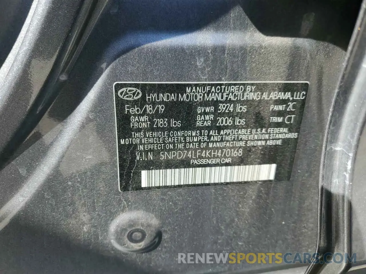 12 Photograph of a damaged car 5NPD74LF4KH470168 HYUNDAI ELANTRA 2019