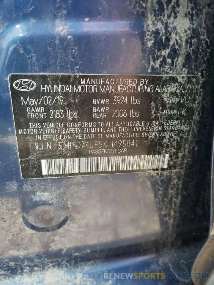 12 Photograph of a damaged car 5NPD74LF5KH495841 HYUNDAI ELANTRA 2019